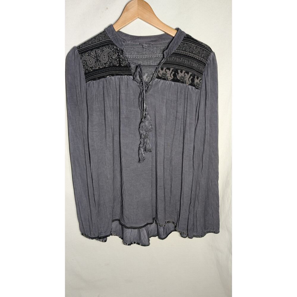 POL Womens Flutter Sleeve Relaxed Fit Blouse Sz S Tassels Grunge Whimsigoth boho